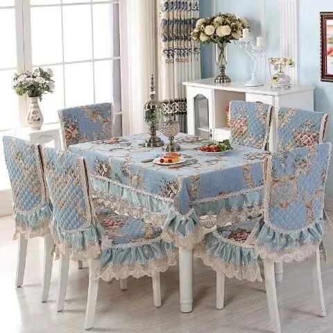 Non-slip Jacquard Floral Lace Seat Cushion Flower Style Chenille Chair Covers Dining Room Hotel Chair Back Cover Tablecloths