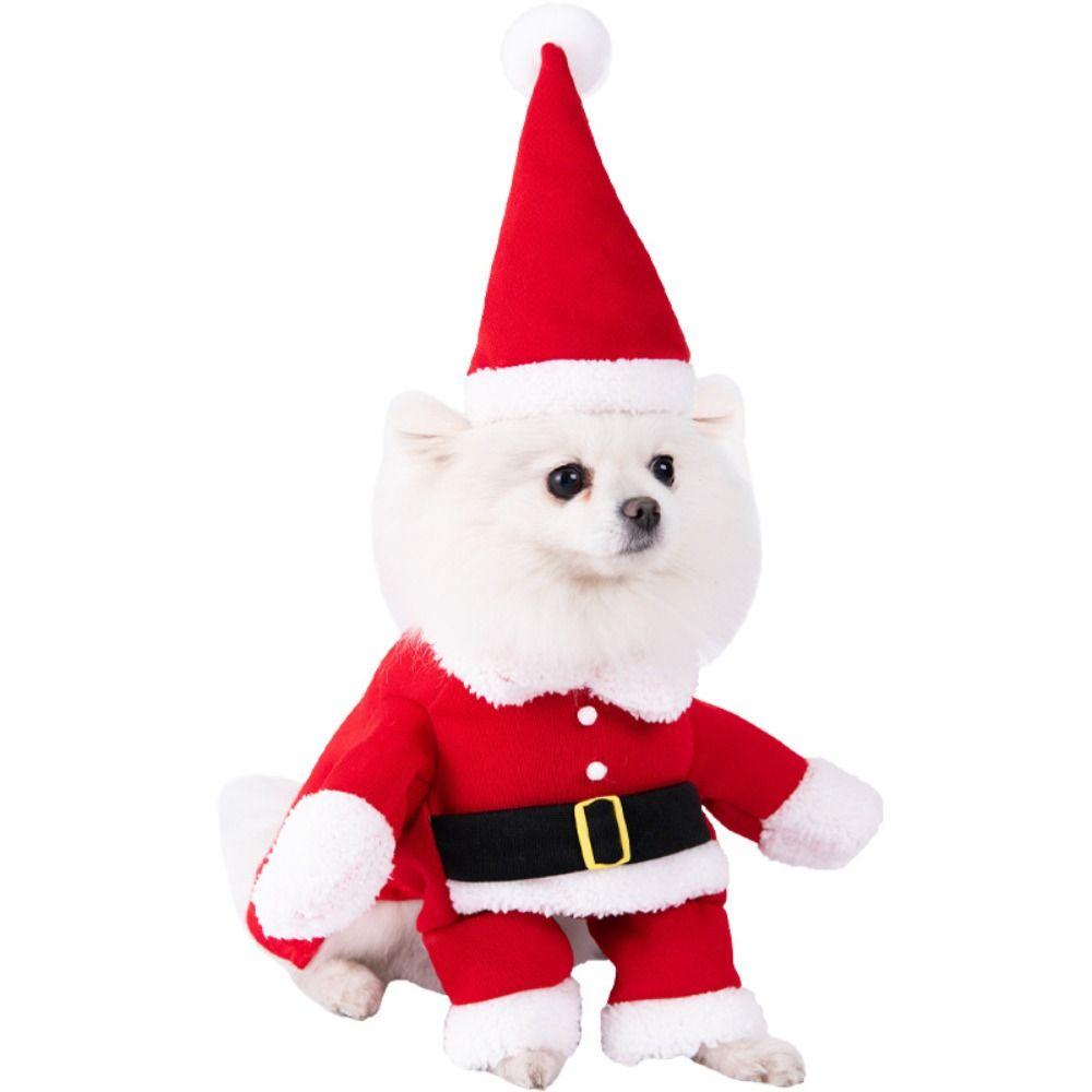 Soft Santa Claus Dog Outfit Breathable Pet Christmas Costume Warm Dog Winter Clothes Xmas