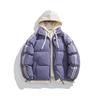 New couple loose hooded cotton-padded jacket, winter black fake two-piece thickened warm cotton-padded jacket