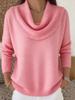 2025 Foreign Trade Women's Clothing Independent Station Express Autumn and Winter New Solid Color Long Sleeve Top Sweater