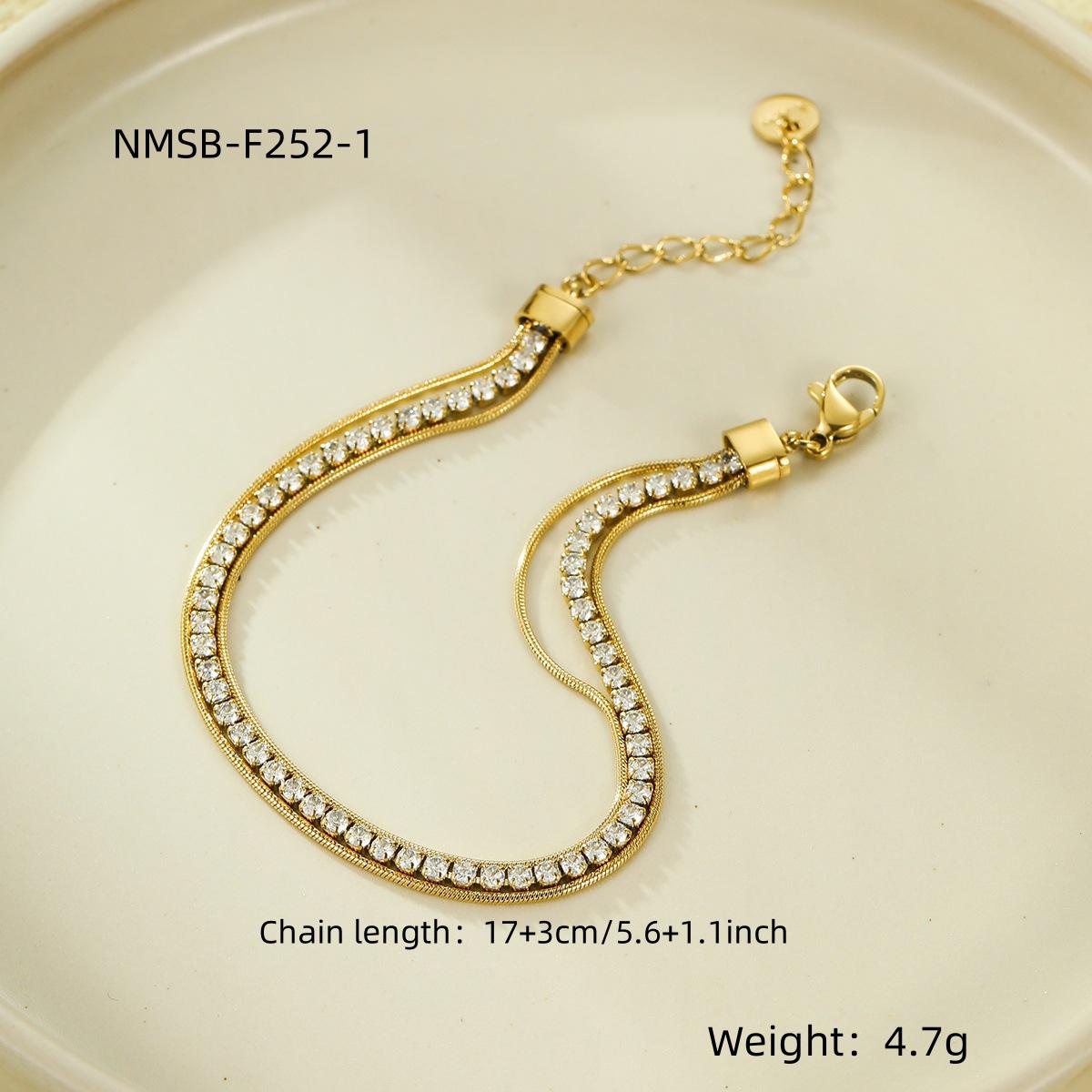 GEMCHIC Women s Stainless Steel Chain Rhinestone 18K Gold Plated Titanium Steel Bracelet