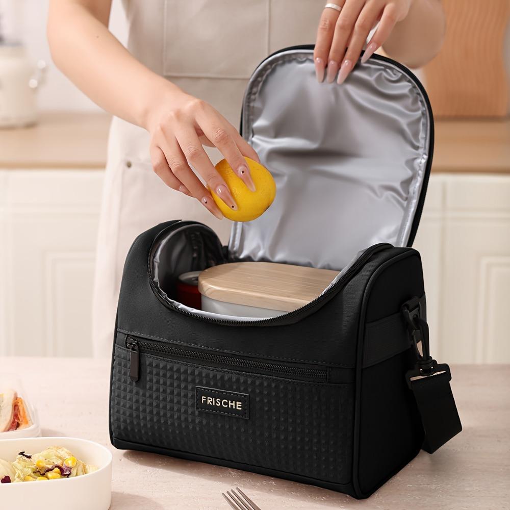 Large Capacity Insulated Lunch Bag with Multi-Layer Zipper, Waterproof Polyester Lunch Tote Thermal Insulation Bag