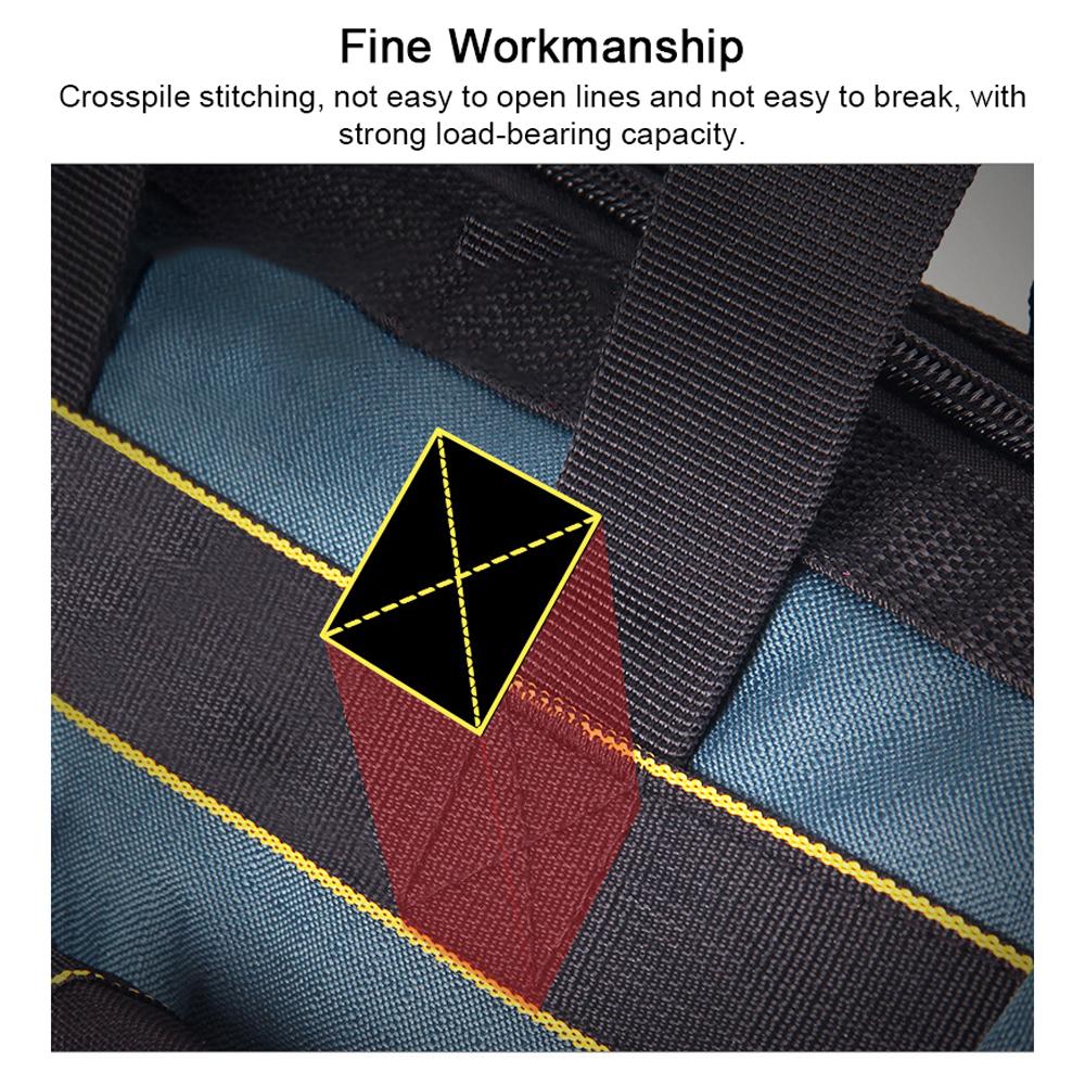 Wide Mouth Tool Tote Bag Muti-Purpose Tool Organiser with Multiple Pockets Adjustable Shoulder