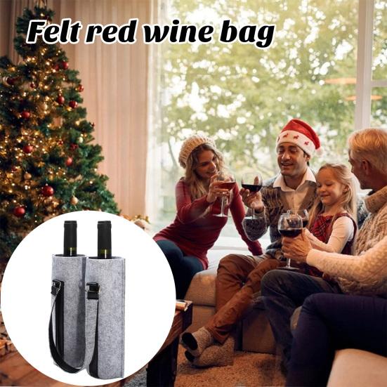 Wine Carrier Tote Bag with Handle Fall Prevention Champagne Beer Beverage Bottle Packaging Bag Felt Handbag