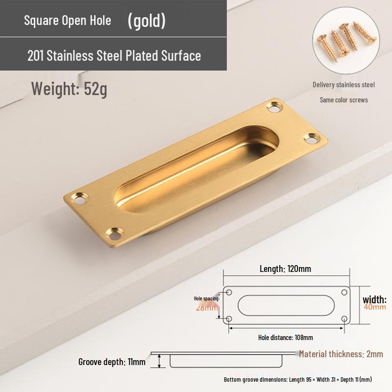 304 Stainless Steel Concealed Embedded Sliding Door Pull Handle