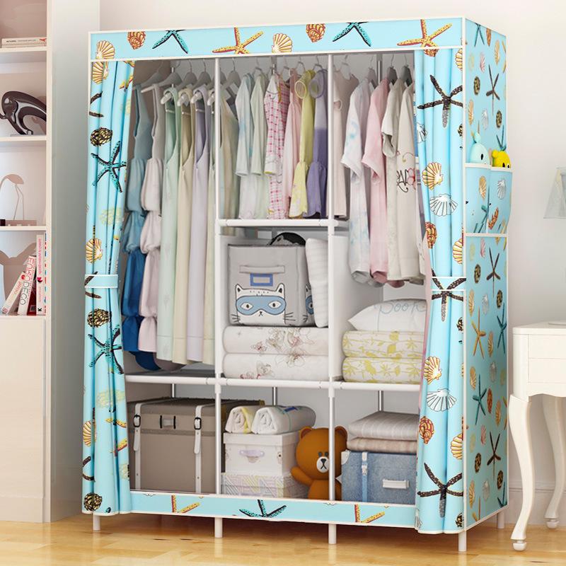 Moderne minimalistische Stoffgarderobe: Einfach zu montierender Aufbewahrungsschrank für das Schlafzimmer
