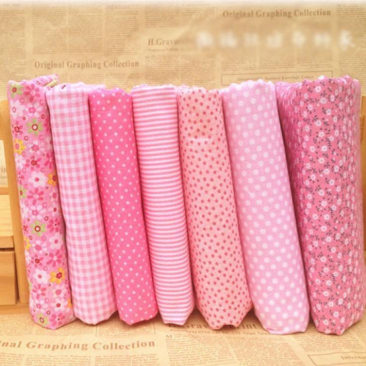 7pcs DIY Squares Pre Cut Charm Cotton Quilt Fabric Fat Quarters Bundles 25x25cm