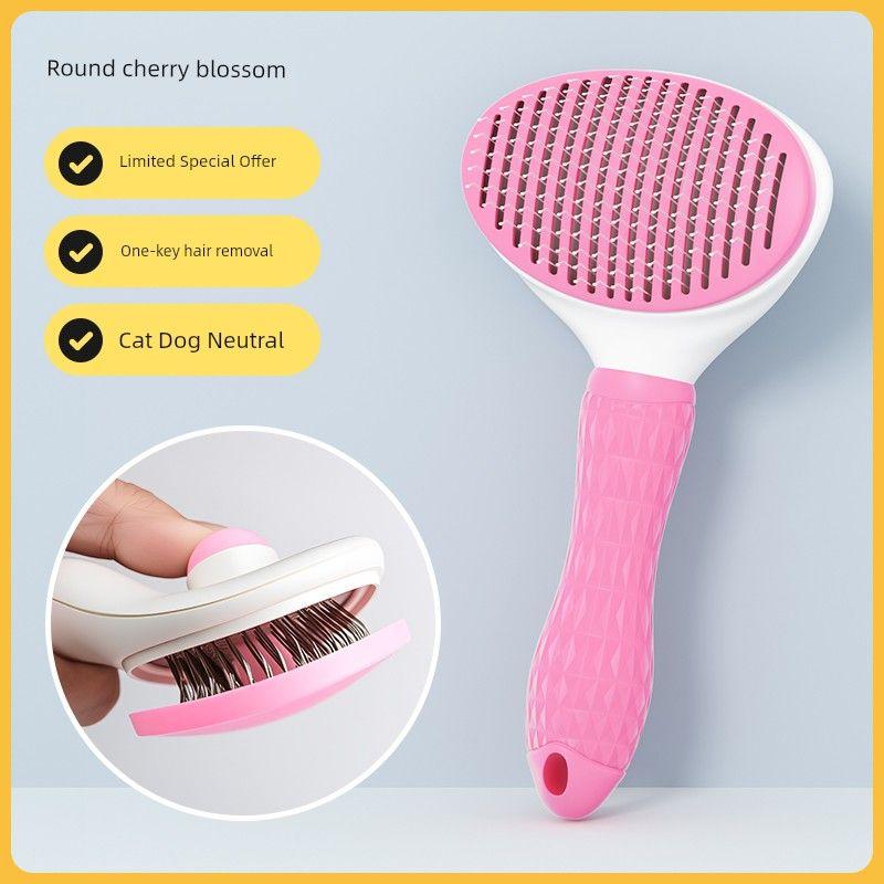 

Dog Comb Cat Comb Hair Comb Needle Comb Knot Untying Comb Special Comb Handy Gadget Cat Dog Fur Cleaner Pet Supplies [Cherry powder] Diamond feeling handle