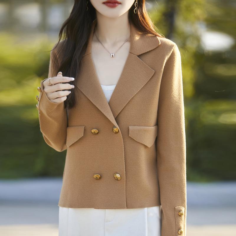 

Женский вязаный блейзер свободного кроя - Весенне-осенний модный акцент M suitable for 85-105 jin хаки