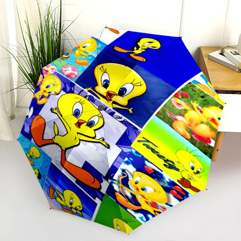 Tweety Cloud Folding Umbrella Umbrella Travel Three Folds Travel Light