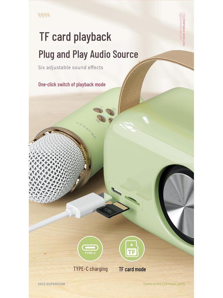 K Song Mini Portable Bluetooth Karaoke Speaker with Microphone - Souvenir Gift for Children