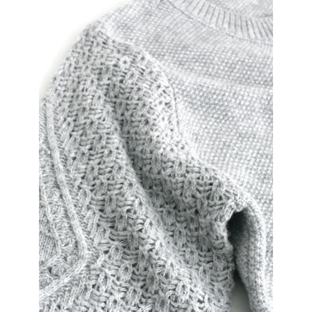 Women's Casual Round Neck Sweater - Long Sleeved, Ribbed Texture, Soft and Comfortable, Spring and Autumn Clothing | Round Neck Sweater | Texture