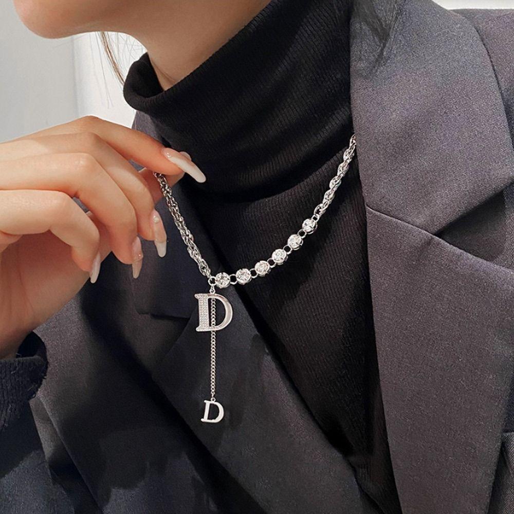 Design Sense Sweater Chain Micro Setting Clothing Pendant Men Women Necklace  Party