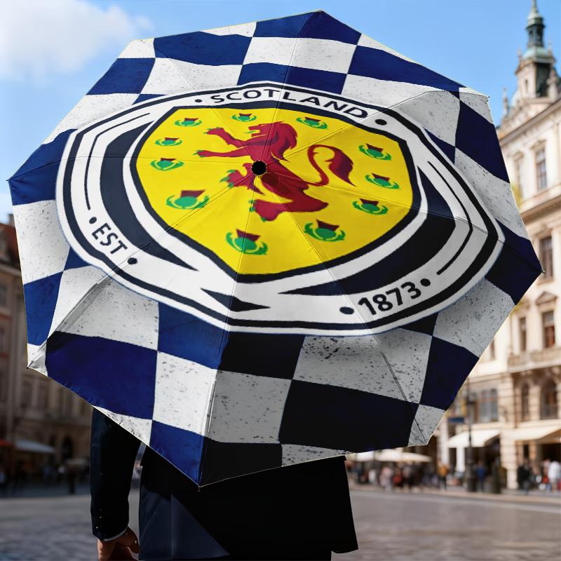 Ombrello Pieghevole Scozia Emblema Leone Rampante, Ombrello Automatico 8 Stecche per Viaggio, Campeggio Uso Regalo per Halloween Natale
