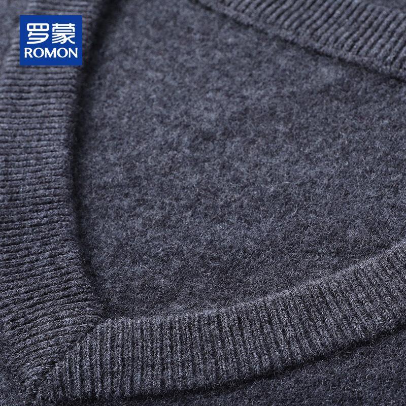 ROMON Men's 100% Pure Wool V-Neck Sweater