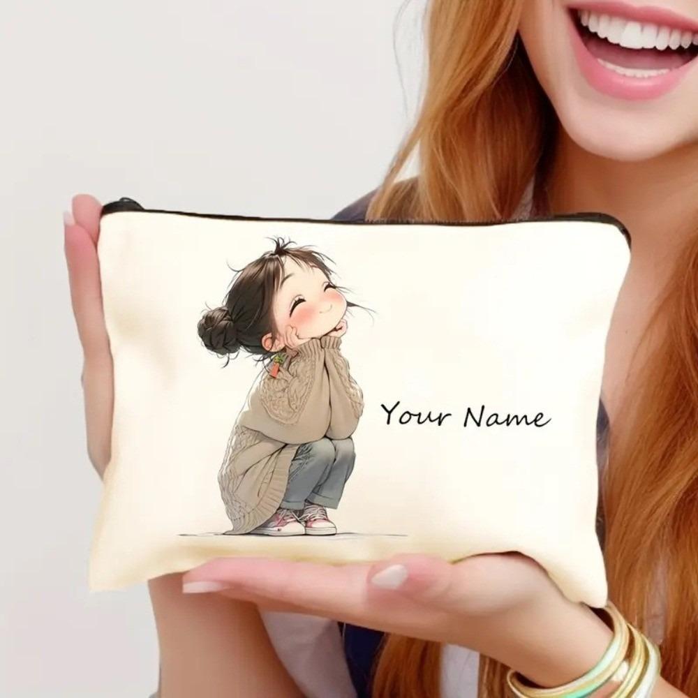 Новая модная косметичка в винтажном стиле, дорожная сумочка, милая с рисунком девочки, косметичка на молнии, пенал, косметичка