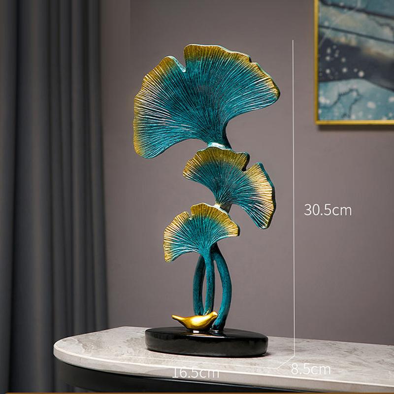 Ginkgo Leaf Sculpture for Home Decoration Creative Light Yellow and Green Simulation Resin Gift Office and Study Living Room 1PC