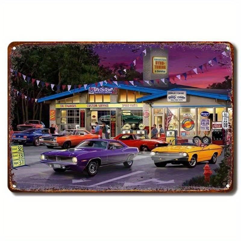 Avant-Garde Automotive Metal Art Painting for Garage Decor