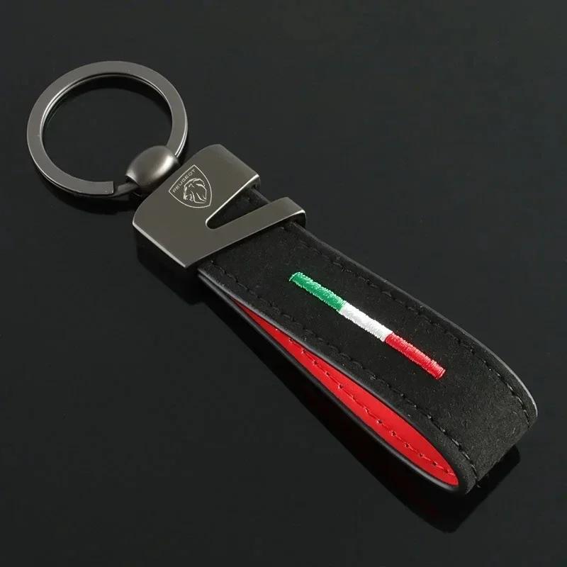 Suede Car Key Holder Styling Keychain Keyring for Peugeot RCZ Rifter 307 207 D407 607 4008 206 107 308 406 408 208 301 3008