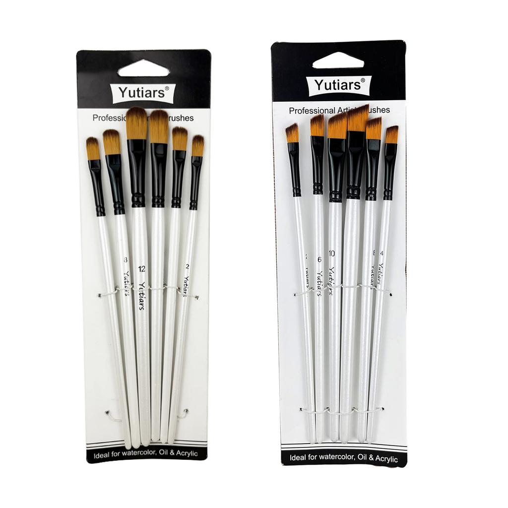 12 Pcs/set DIY Oil Acrylic Painting Art Paint Brushes Supplies Nylon Hair Wooden Handle Watercolor Paint Brush Pen Set Learning