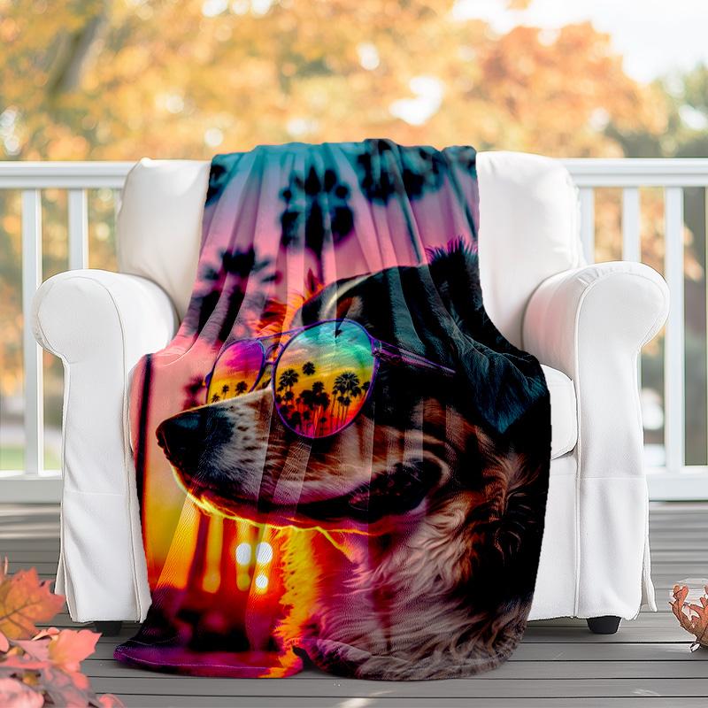 1pc dog pattern blanket, all season lightweight home office outdoor nap multifunctional blanket