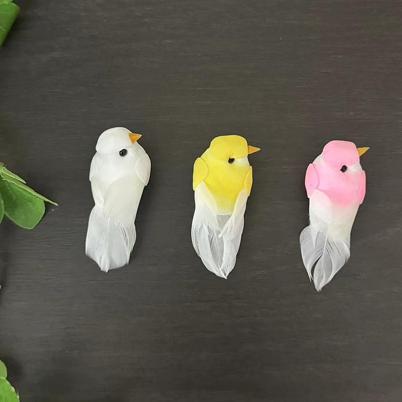 2Pcs Cute Artificial Birds Fake Foam Animal Simulation Feather Birds Models Tit Diy Craft Home Garden Floral Ornament Decoration