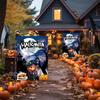 2026 Halloween Doppelseitige Kürbis-Geist-Gartenfahne und Fahnenstangen-Dekoration