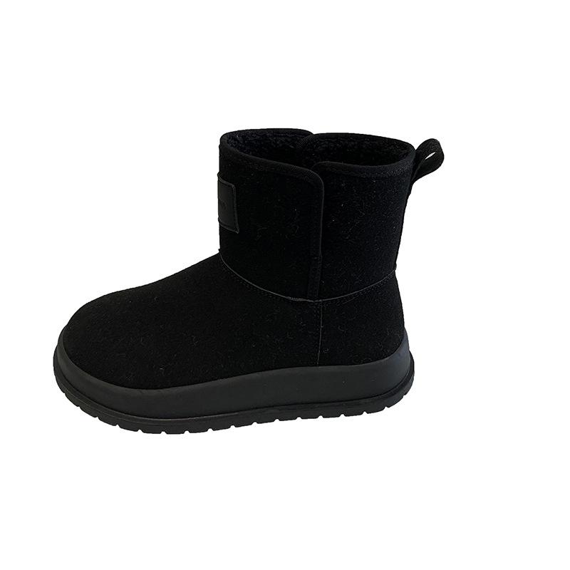 

Thick-soled heightening snow boots for women s 2024 winter new piled and thickened fur integrated warm short-tube bread cotton shoes 40 чорний