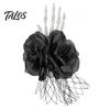 Day of The Dead Wrist Decor Gothic Flower Corsage for Halloween Party, Black Wedding Corsage, Romantic Floral Accessory Prom, Bride, Groom, Bridesmaid
