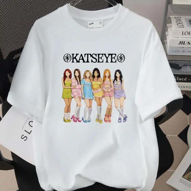 2026 Bestselling Korean Girl Group Katseye Printed Fan Concert Tshirt Short Sleeved Fashionable Casual Daily Fan Outfit Top