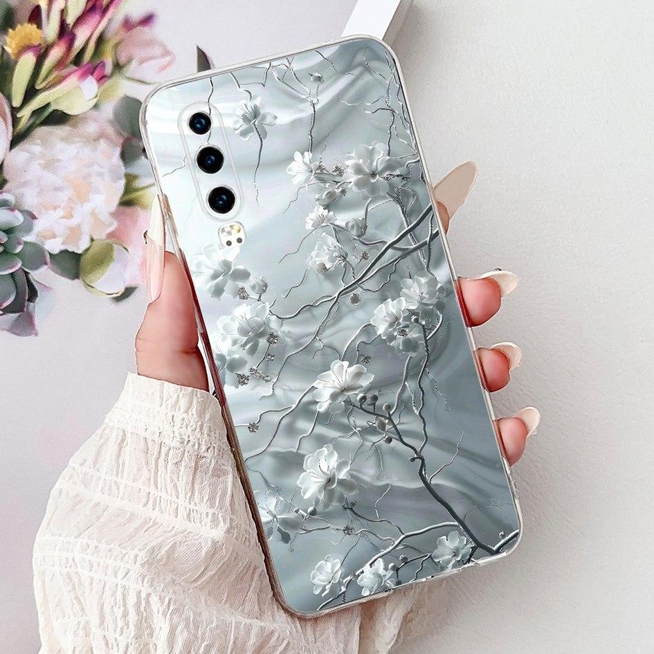 For Huawei P30 Case P30 Pro Cover ELE-L29 ELE-L04 VOG-L29 VOG-L09 Fashion Flower Soft Silicone Bumper For HuaweiP30 P30Pro Coque