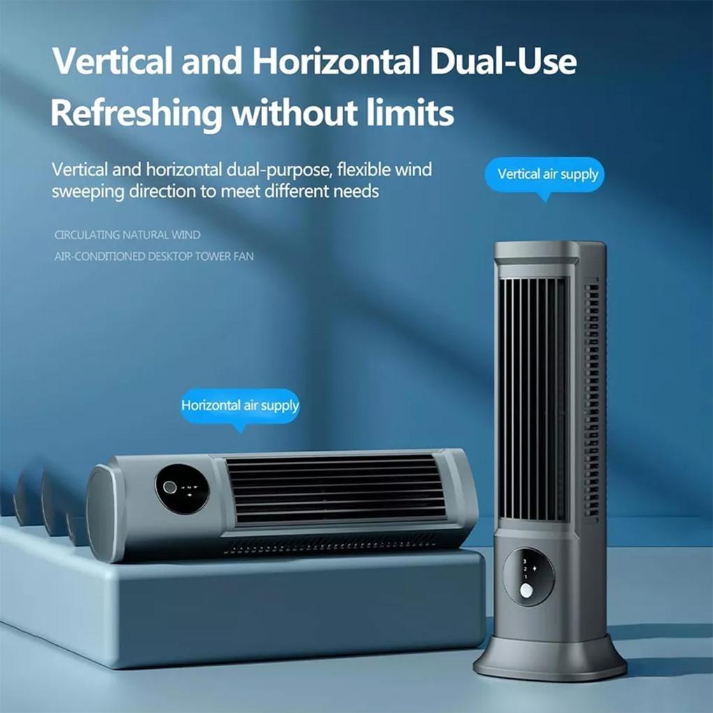 Portable Tower Fan Bladeless USB Rechargeable 3 Speed Adjustable Cooling Tower Fan  for Bedroom Air Conditioner and Small Desk