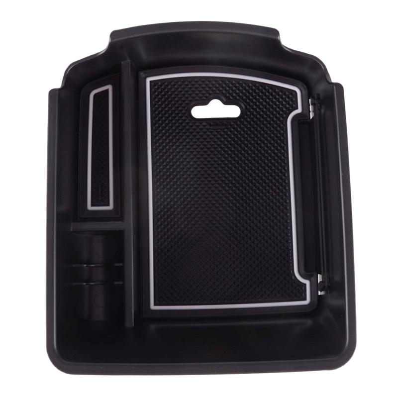 Auto Mittelarmlehne Aufbewahrungsbox Organizer Tablett Passend für Kia Seltos Sport+ GT-Line Schwarz Mit Weißer Linie