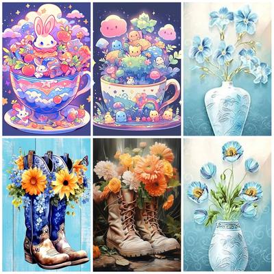 DIY Diamond Painting Flower Arrangement Cross Stitch Kit Mosaic Art Diamond Painting Full Circle/Square Diamond Home Decoration