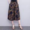 Summer Wide Leg Pants Women Ethnic Style Elastic High Waist Print Pants Female Casual Summer Calf-Length Pants Skirts