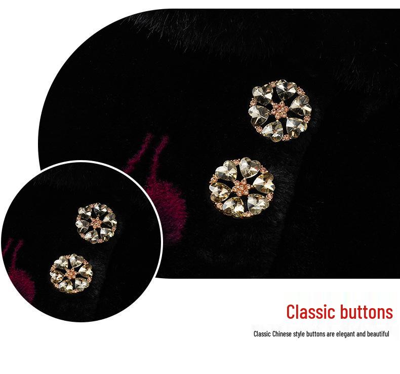 Velvet Grandma-Style Winter Coat for Women, Extra Warm & Thick, Ages 40-60