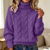 Damen-Strickpullover mit Rollkragen, langen Ärmeln, einfarbig und mit Zopfmuster