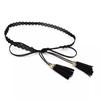 Ethnic Style Braided Tassel Belt Solid Color Women Waist Chain Fashion Hollow Belt