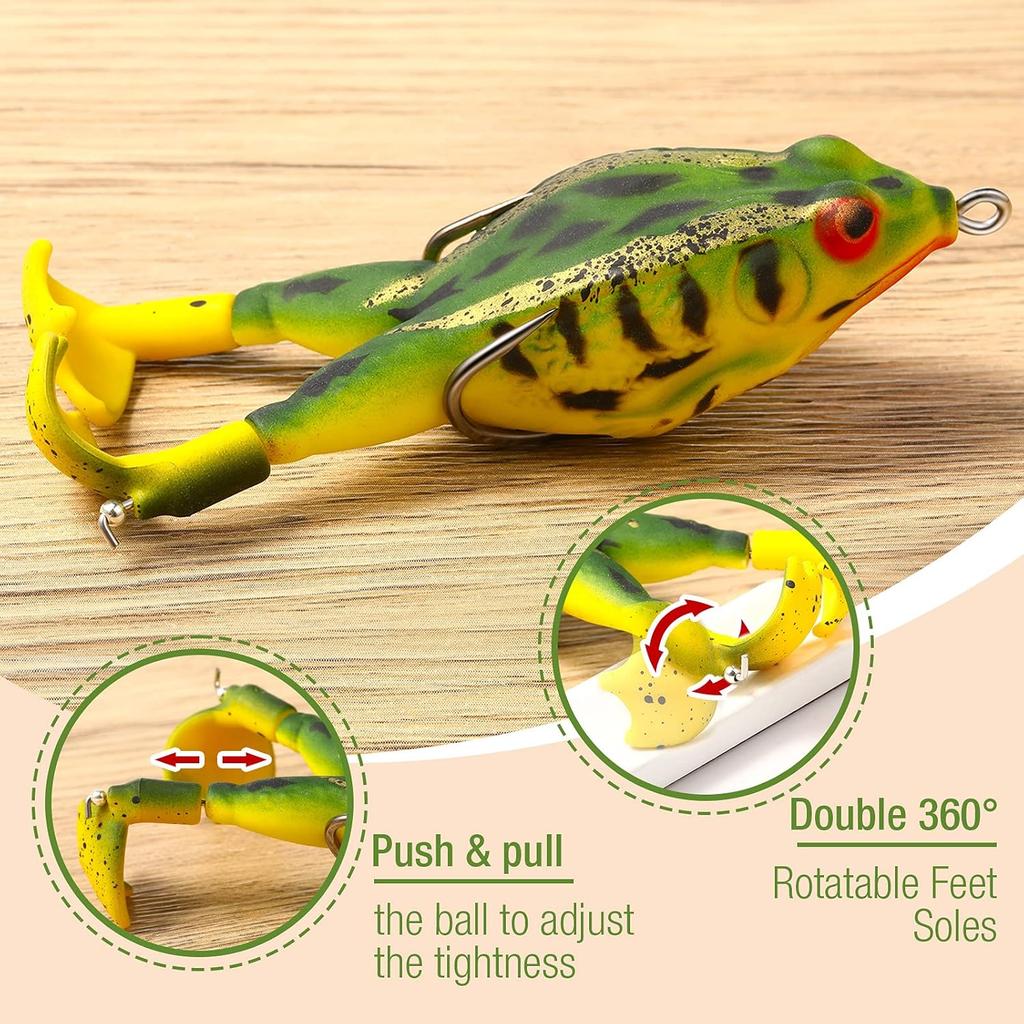 Leitee 10 Pcs Frog Lure, Topwater Fishing Lures, Trout Frog Lures for Bass Fishing Top Water Frog Soft Swimbait Floating Bait with Weedless Multiple