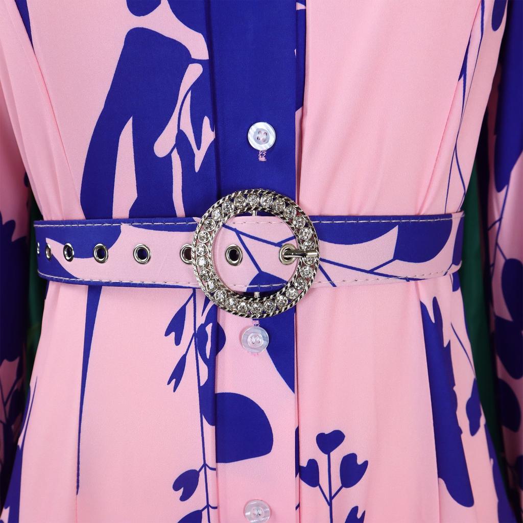 Übergröße Damenkleid - Blumendruck, Asymmetrischer Kragen, Stilvoll & Exportqualität