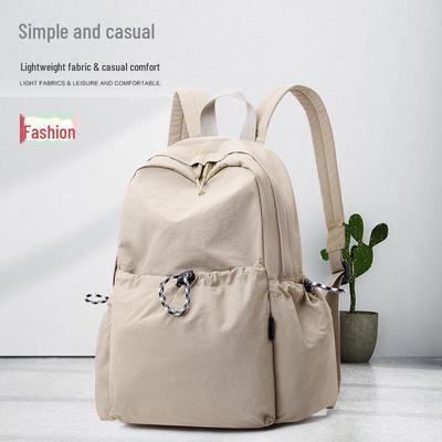 2025 Spring Korean Women's Nylon Backpack: Trendy Solid Color Casual Schoolbag for Students