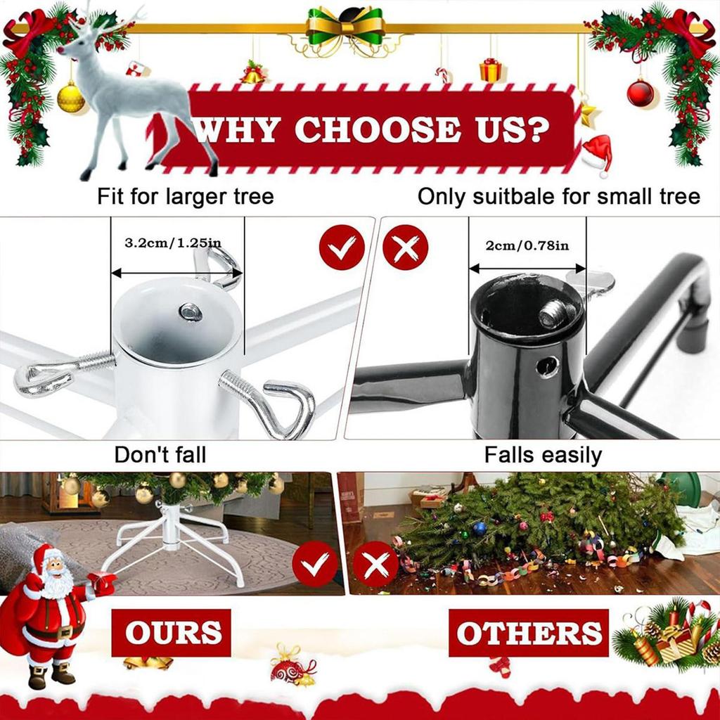 Christmas Tree Stand Christmas Artificial Tree Metal Stand Base Decorative Display Replacement Holder for Lawn Garden Bedroom