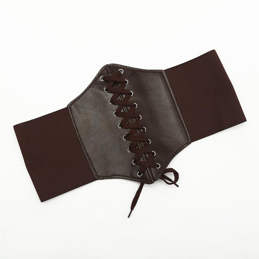 Slim Elastic Pu High Waist Belt Women Vintage Elegant Simple Lace-up Black Punk and Gothic Daily Wide Belt Corset