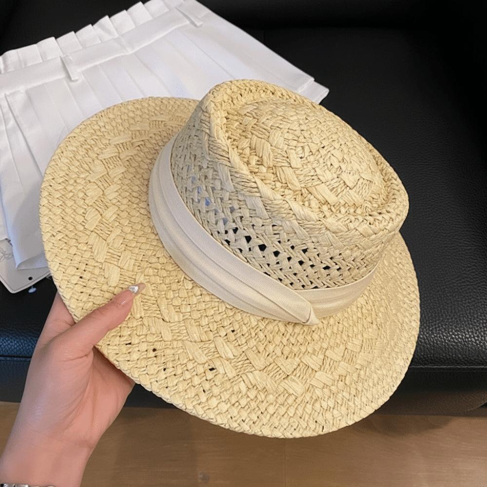 Wide Brim Western Cowboy Hat Sunscreen Visor Cap Fashion Hollow Straw Hat  Vacation