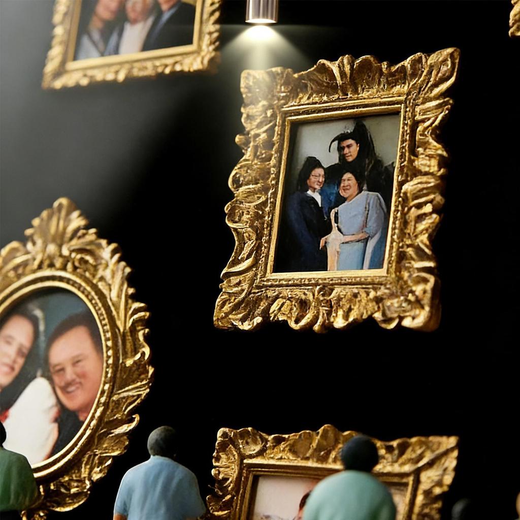 Mini Museum Silhouette Box Creative Memory Display Kit with Mini Figurines Gold Frames for Anniversary Wedding Gift Decor