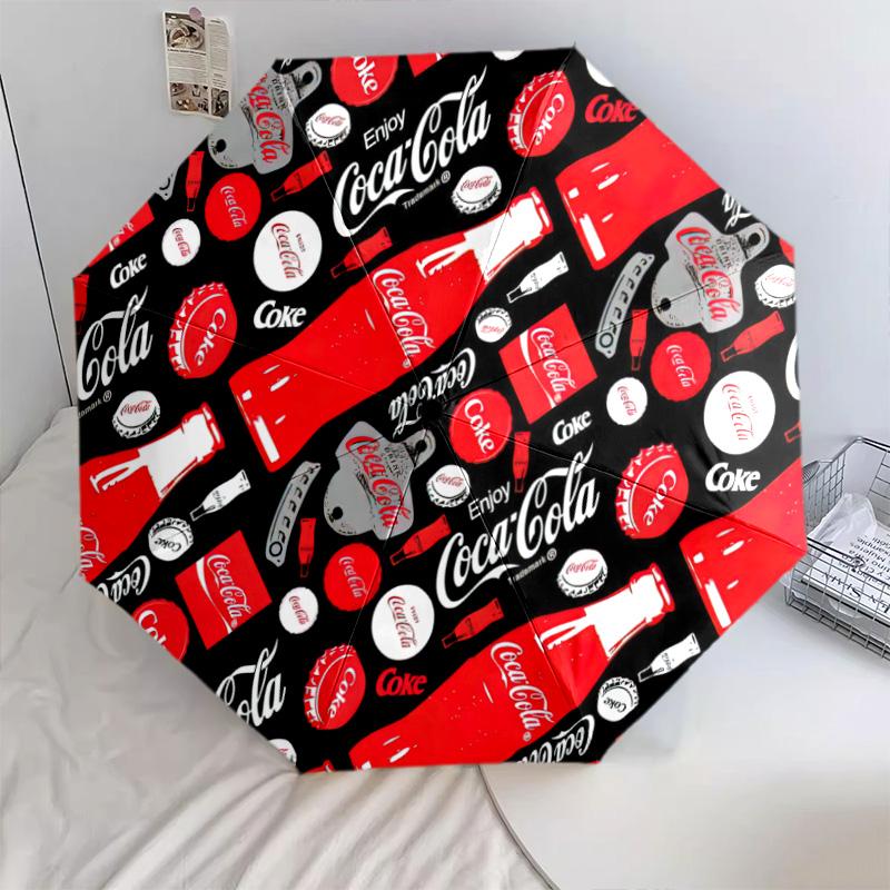 1PC Coca-cola Christmas Delivery Automatic Umbrella - Suitable Travel Outdoor Portable Umbrella Birthday Gift Daily Essentials