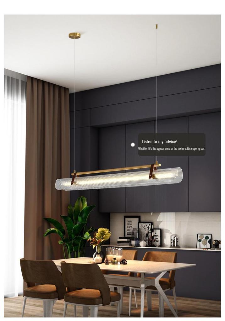 Sleek One-Character Pendant Light: Modern, Simple Strip Design for Restaurants and Bars.