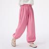 Girls' Elastic Waist Lace Cuffed Wide-Leg Pants with Apple Buttons