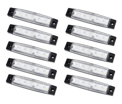 24V Car White LED Side Marker Lamp, 6 Rungs, Universal Set of 10, Truck