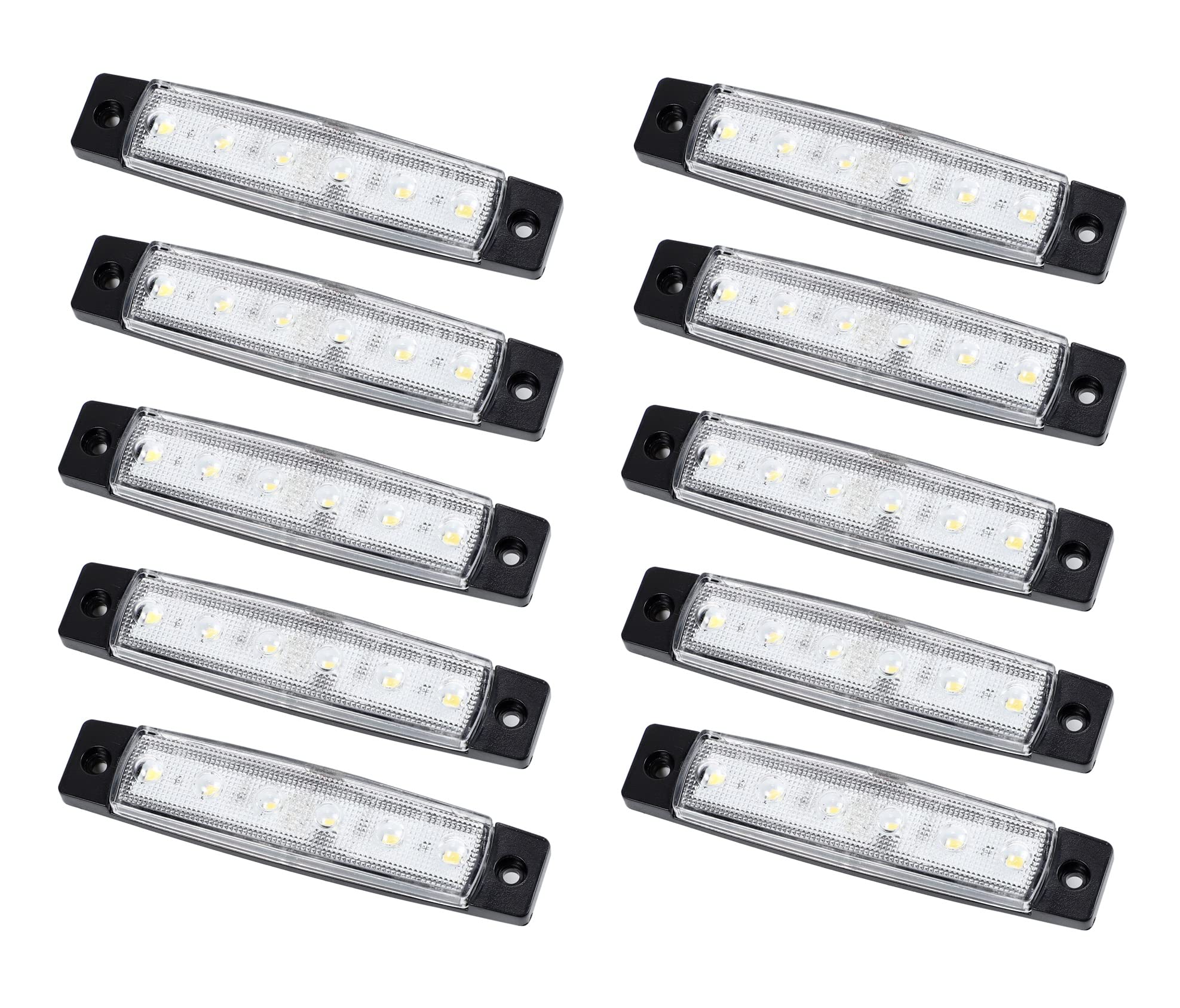 

Car White LED Side Marker Lamp, 6 Rows Universal 10 Pack Trailer Light белый